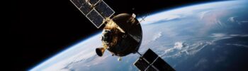 Un satellite en orbite autour de la Terre.