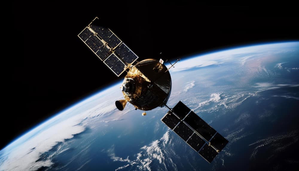 Un satellite en orbite autour de la Terre.