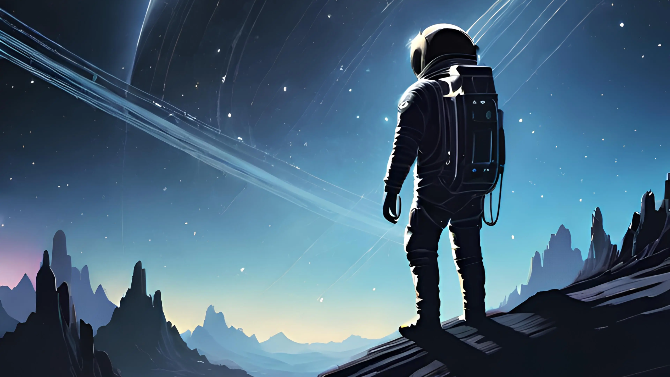 Un astronaute observe l'espace 